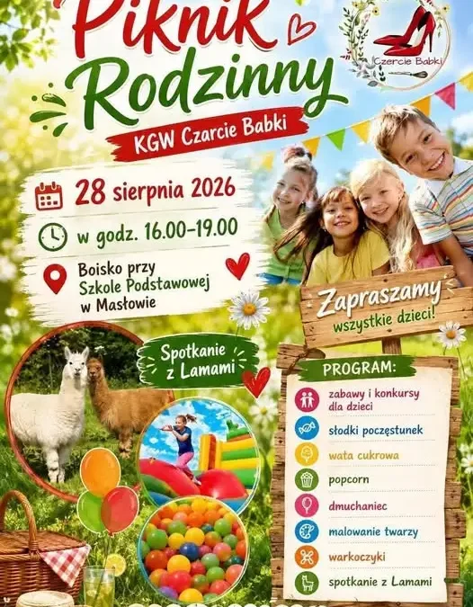 Piknik rodzinny w Masłowie: dmuchańce, konkursy i słodki poczęstunek już dziś