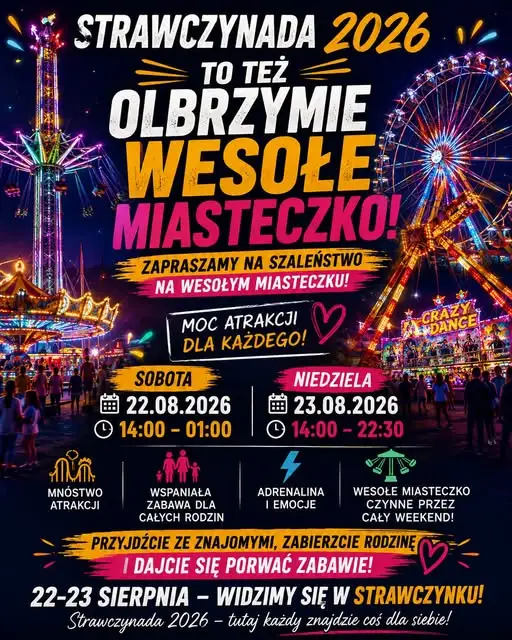 Strawczynada 2026: Wesołe miasteczko czeka na mieszkańców i gości