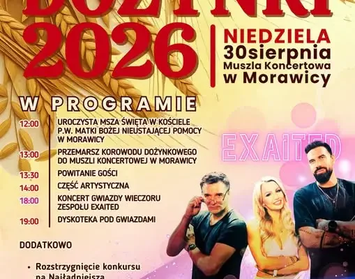 Dożynki Gminne w Morawicy: święto plonów z gwiazdą wieczoru – zespołem Exaited
