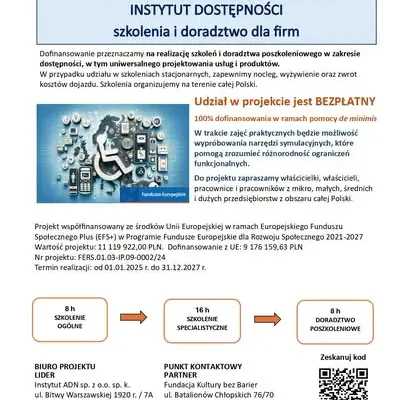 Bezpłatne szkolenia i doradztwo dla firm – rusza projekt Instytut Dostępności