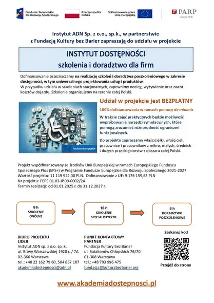 Bezpłatne szkolenia i doradztwo dla firm – rusza projekt Instytut Dostępności