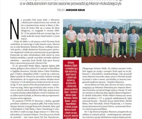 Moravia Kopalnia Morawica w tygodniku Piłka Nożna – historyczny moment dla klubu
