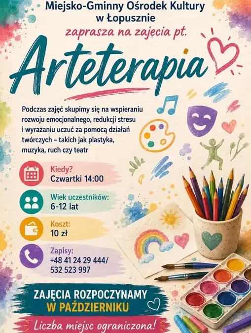 Arteterapia dla dzieci w Łopusznie – zapisy na zajęcia od października