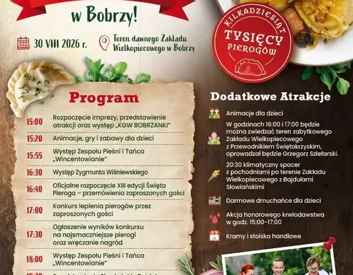 XIII Święto Pieroga Świętokrzyskiego w Bobrzy – 30 sierpnia pełne atrakcji