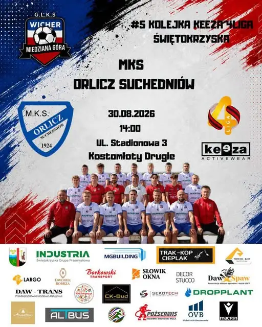 Piłkarski weekend w Miedzianej Górze: Industria Wicher podejmie Orlicz Suchedniów