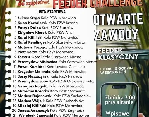 Zawody wędkarskie w Morawicy – lista startowa i zapisy do 3 września