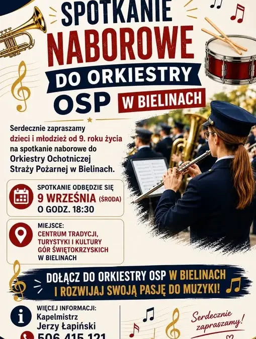 Nabór do Orkiestry OSP w Bielinach – spotkanie dla dzieci i młodzieży od 9. roku życia