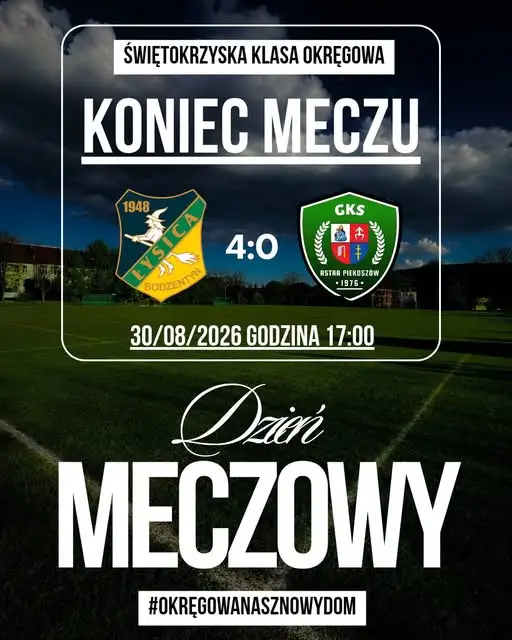 Lubianka Bodzentyn rozbija 4ECO Astra Piekoszów 4:0 w meczu klasy okręgowej