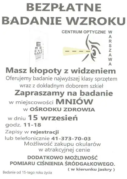 Bezpłatne badania wzroku i osteoporozy w Mniowie – zapisy trwają