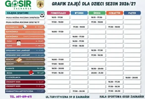 Rusza nowy sezon zajęć w GOSiR Zagnańsk – od piłki nożnej po CrossFit Kids