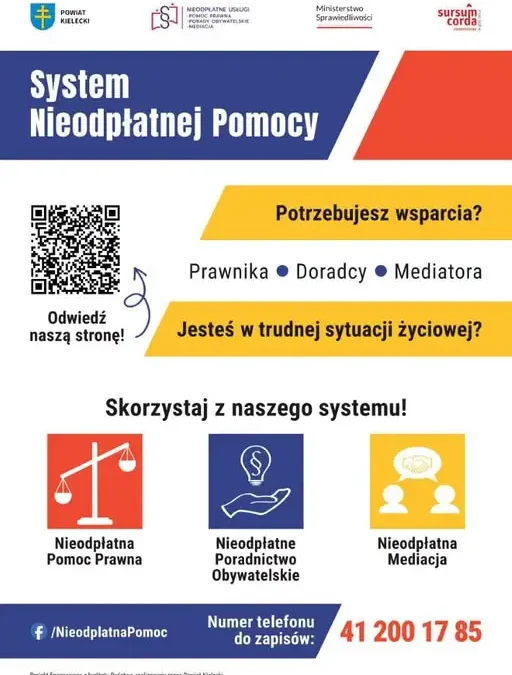 Bezpłatna pomoc prawna dla mieszkańców Powiatu Kieleckiego w 2026 roku