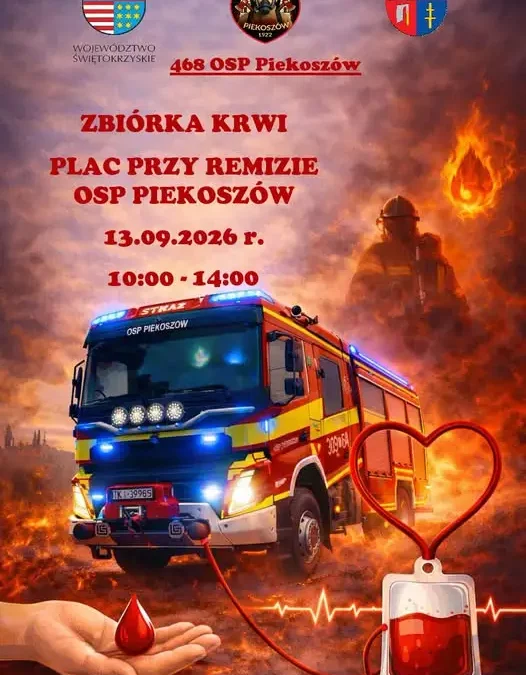 Ostatnia w tym roku mobilna zbiórka krwi w Piekoszowie – 13 września