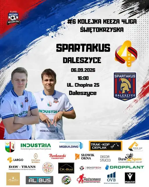 Wicher Miedziana Góra zagra na wyjeździe ze Spartakusem Daleszyce