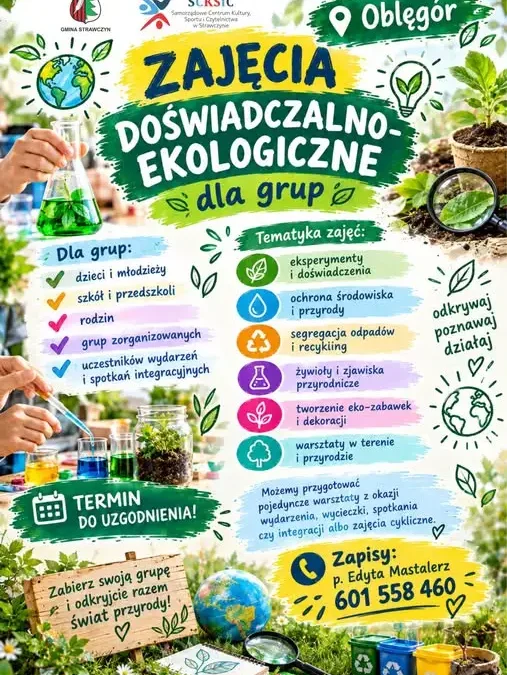 Ekologiczne warsztaty dla grup w Oblęgorze – zapisy trwają