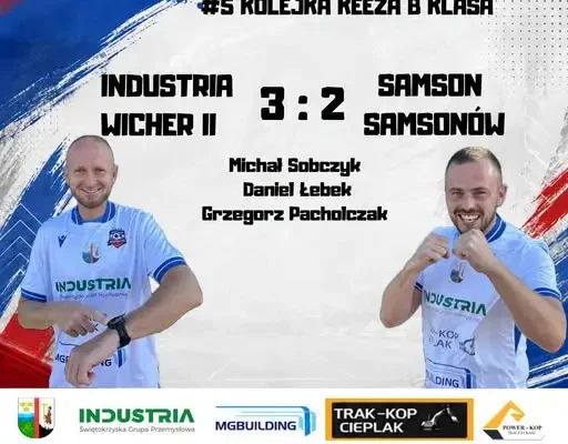 Industria Wicher Miedziana Góra II wygrywa 3:2 z Samsonem. Pierwsze zwycięstwo w KEEZA B Klasie