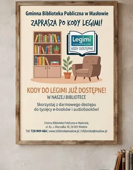 Darmowe kody Legimi w Gminnej Bibliotece Publicznej w Masłowie