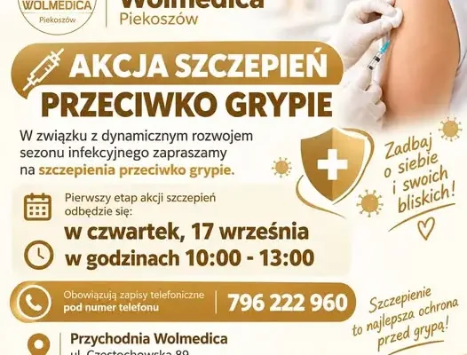 Szczepienia przeciw grypie w Piekoszowie – pierwszy etap już 17 września