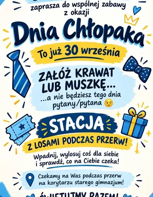 Dzień Chłopaka w Nowej Słupi – Samorząd Uczniowski zaprasza do wspólnej zabawy