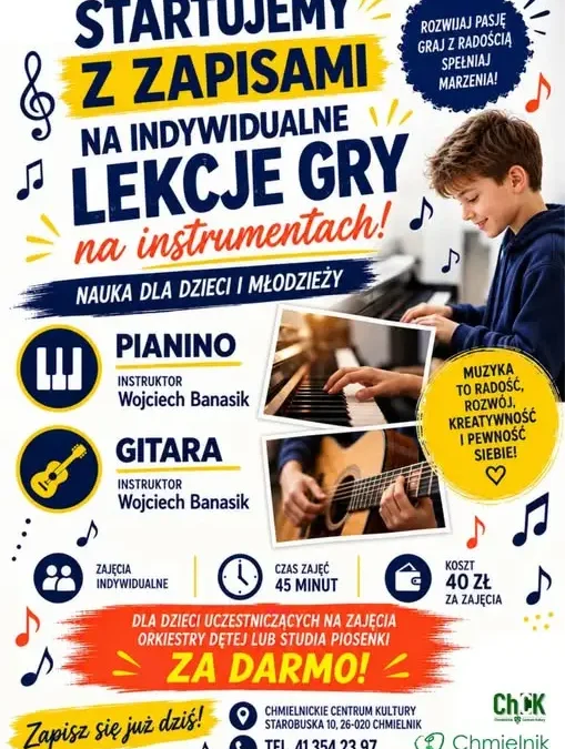 Ruszyły zapisy na indywidualne lekcje gry na pianinie i gitarze w Chmielnickim Centrum Kultury