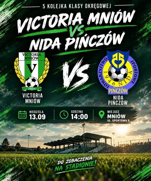 Victoria Mniów zagra z Nidą Pińczów w 5. kolejce klasy okręgowej
