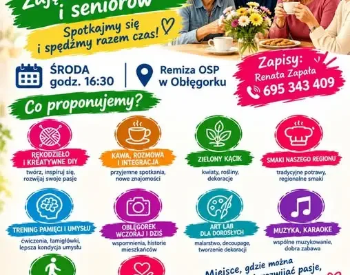 Oblęgorek zaprasza seniorów na cykliczne spotkania w remizie OSP