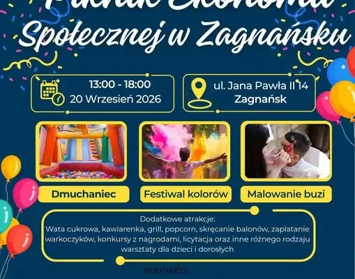 Piknik Ekonomii Społecznej w Zagnańsku – festiwal kolorów i moc atrakcji dla rodzin