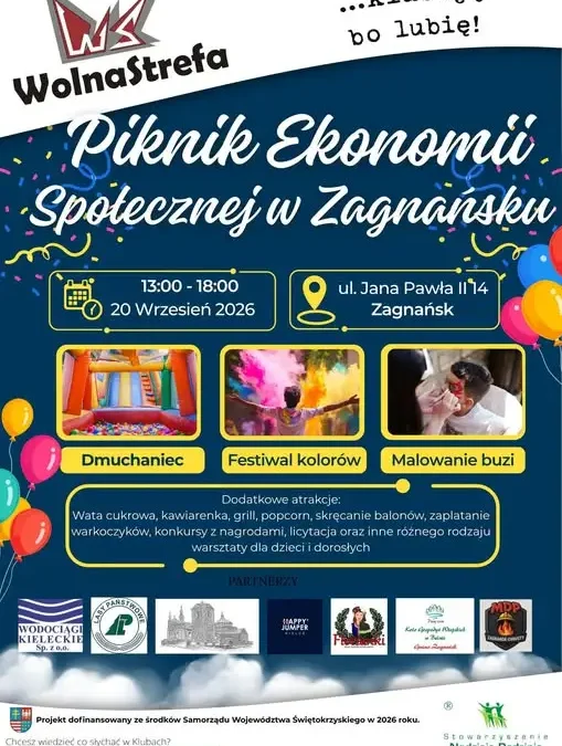 Piknik Ekonomii Społecznej w Zagnańsku – festiwal kolorów i moc atrakcji dla rodzin