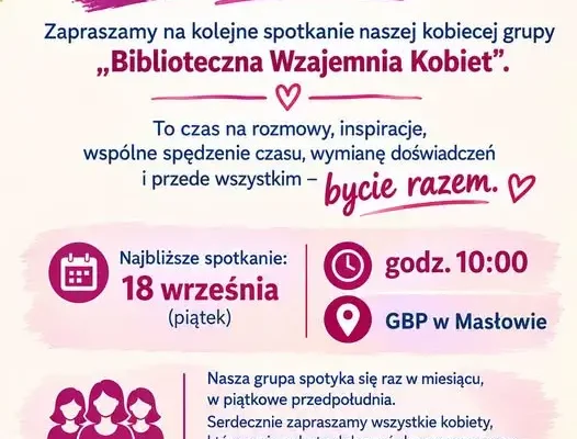 Biblioteczna Wzajemnia Kobiet w Masłowie wznawia spotkania po wakacjach