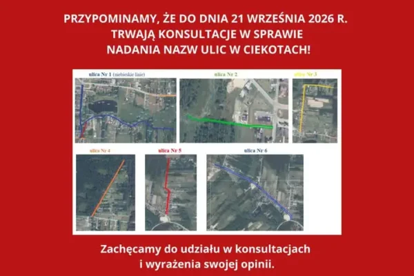 Konsultacje w sprawie nazw ulic w Ciekotach – zostały tylko dwa dni
