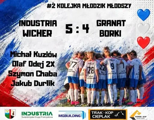 Młodzicy Industrii Wicher Miedziana Góra wygrywają drugi mecz z rzędu