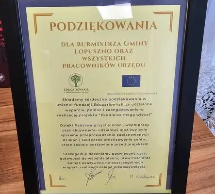 Łopuszno: podziękowania od Fundacji Education4all za projekt „EkoKielce mogą więcej”
