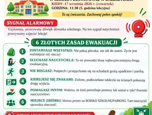 Próbna ewakuacja w Zespole Szkolno-Przedszkolnym w Daleszycach już 17 września