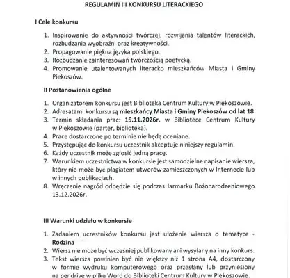 Konkurs Literacki w Piekoszowie: napisz wiersz o rodzinie i zdobądź nagrodę