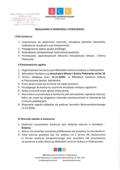 Konkurs Literacki w Piekoszowie: napisz wiersz o rodzinie i zdobądź nagrodę