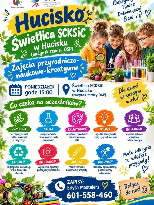 Hucisko: nowe zajęcia przyrodniczo-naukowe dla dzieci w świetlicy SCKSiC