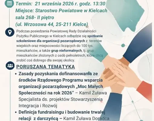 Szkolenie dla NGO i grup nieformalnych w Starostwie Powiatowym w Kielcach