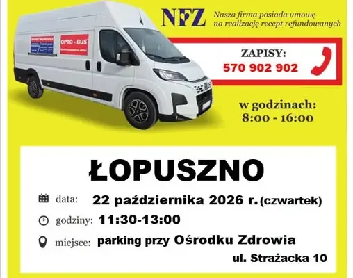 Bezpłatne badania wzroku w Łopusznie – Opto-Bus przy Ośrodku Zdrowia