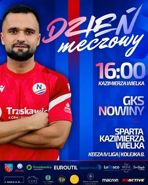 Dzień meczowy w Nowinach: GKS Nowiny kontra Sparta Kazimierza Wielka w IV lidze