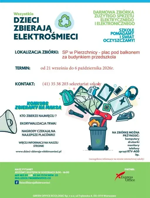 Szkoła w Pierzchnicy zbiera elektrośmieci – ekorywalizacja z nagrodami