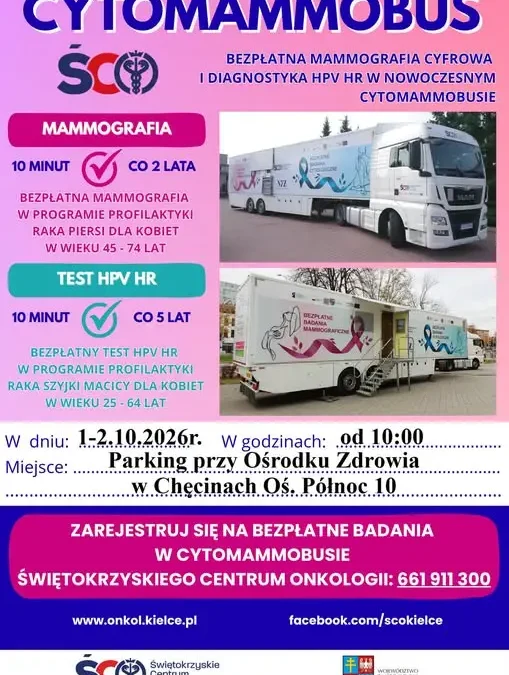 Cytomammobus ŚCO w Chęcinach – bezpłatne badania 1 i 2 października