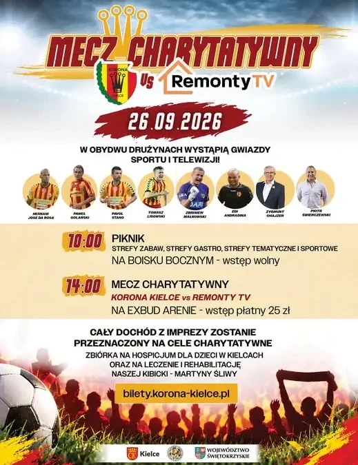 Kielce: piknik rodzinny i mecz charytatywny Korona Kielce – Remont na 5 już w sobotę