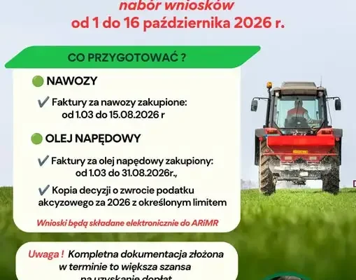 ARiMR: nowy nabór wniosków na dopłaty do nawozów i oleju napędowego
