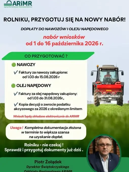 ARiMR: nowy nabór wniosków na dopłaty do nawozów i oleju napędowego