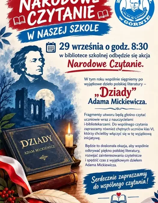 Narodowe Czytanie w szkole w Górnie – 29 września