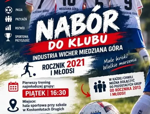 Wicher Miedziana Góra ogłasza nabór do drużyn młodzieżowych