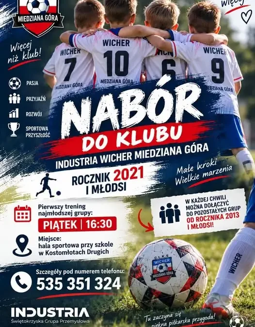 Wicher Miedziana Góra ogłasza nabór do drużyn młodzieżowych