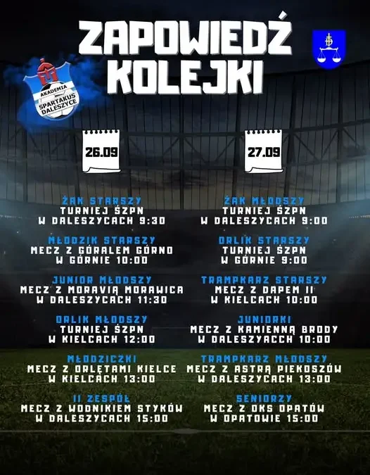 Weekend pełen sportowych emocji w Daleszycach – sprawdź rozkład meczów