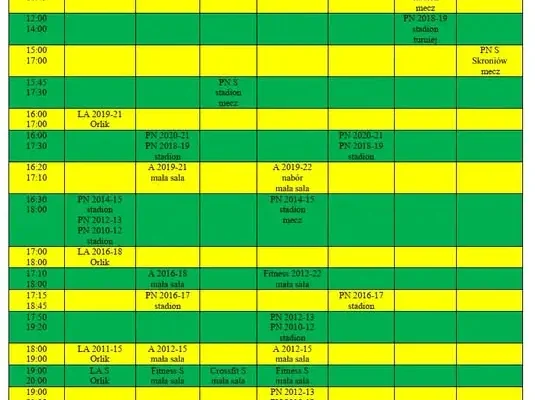 Harmonogram treningów klubu Polanie Pierzchnica – sprawdź, kiedy ćwiczyć!
