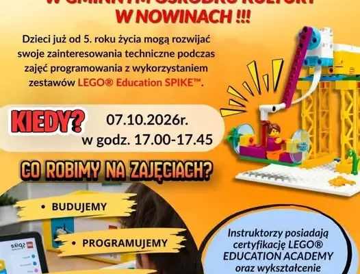 Bezpłatne zajęcia z programowania LEGO w Nowinach – 7 października