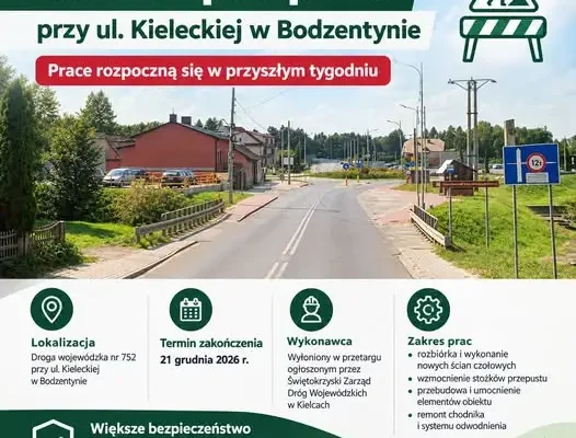 Remont przepustu na ul. Kieleckiej w Bodzentynie – start już w przyszłym tygodniu